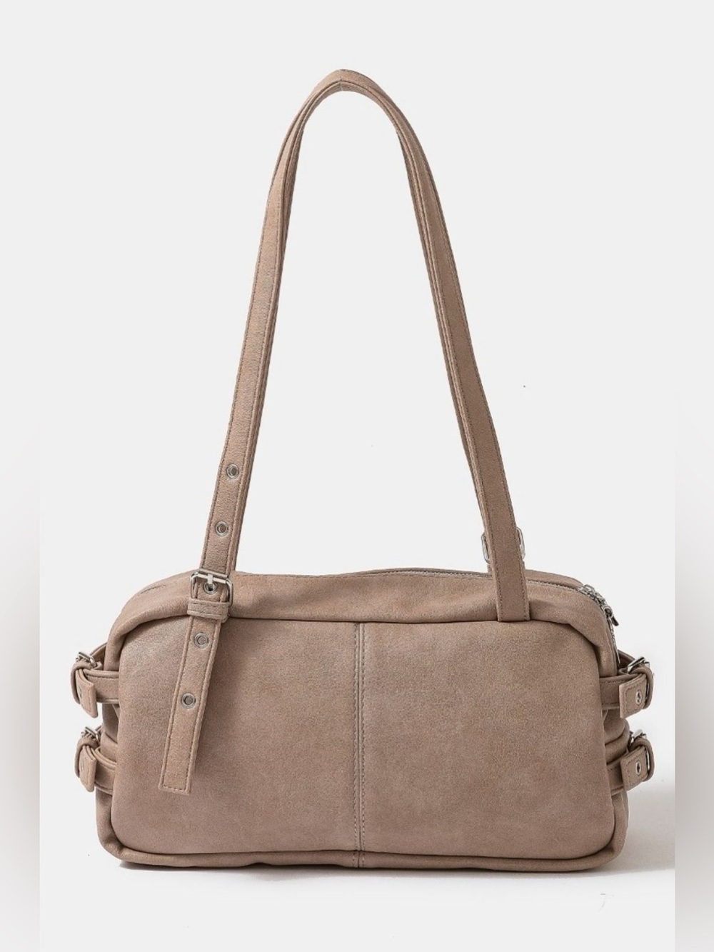 Fame Multi Grommet Belt Strap Rustic Rectangular Hand Bag